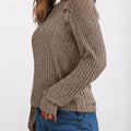 Ribbed Knit T-Shirt with Lace Shoulder Detail