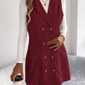 Double-Breasted Long Vest Coat Burgundy