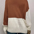 Color Block Ribbed Knit Sweater