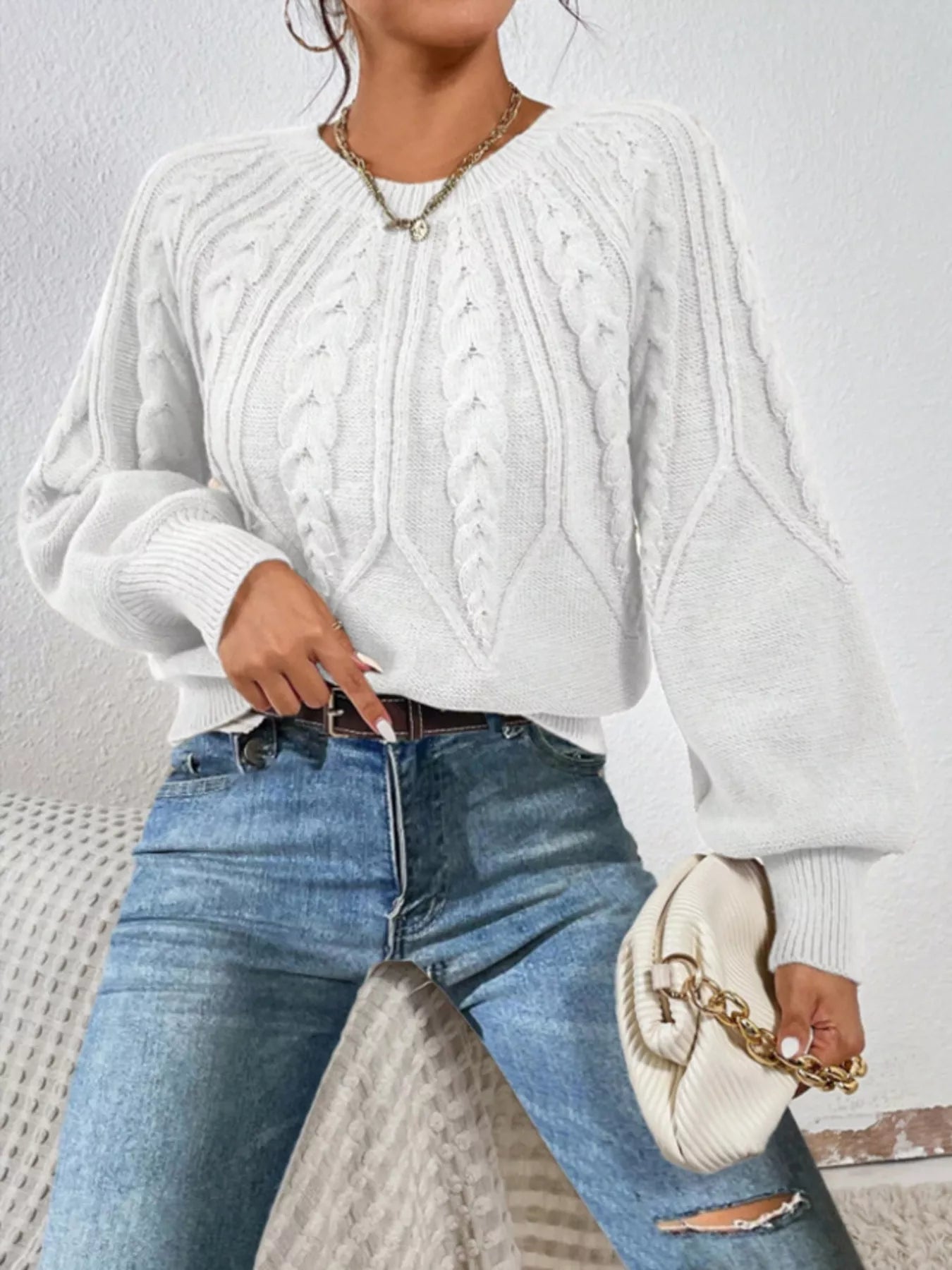 Cable Knit Long Sleeve Sweater