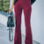 Full Size Corduroy Flare Pants Plus Size Burgundy