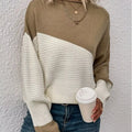 Color Block Ribbed Knit Sweater