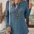 Plus Size Casual Waffle Knit Long Sleeve T-Shirt Peacock Blue