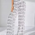 Plaid Wide Leg Pants Ivory