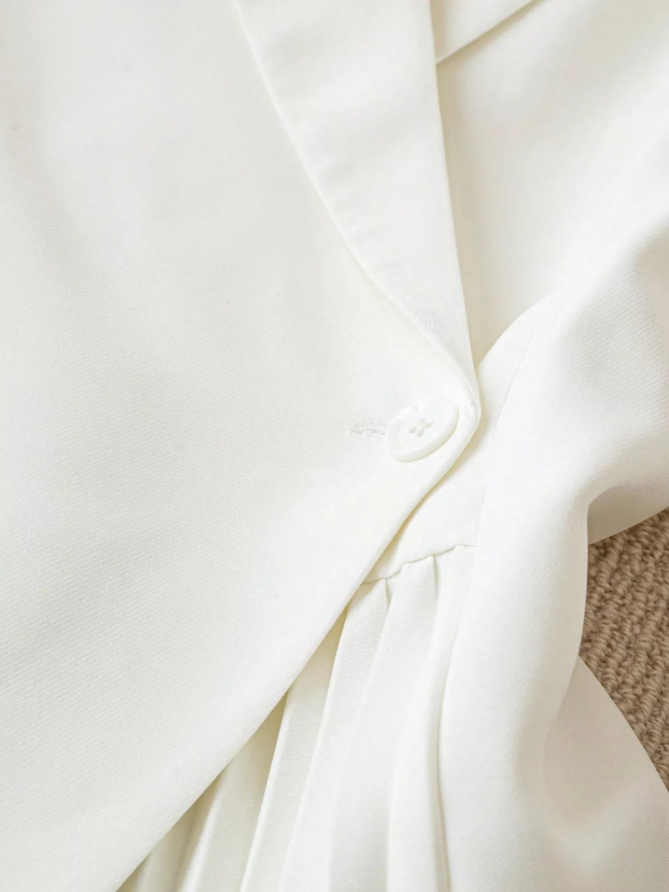 One Button Asymmetric Pleated Hem Blazer