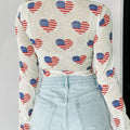 US Flag Heart Mock Neck Long Sleeve Bodysuit