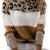 Full Size Leopard Color Block Long Sleeve Sweater Plus Size Dark Brown