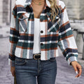 Plaid Oversized Button-Up Cropped Jacket