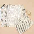 Polka Dot Notched Long Sleeve Top and Drawstring Joggers Lounge Set