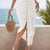 Asymmetric Tassel Wrap Skirt White