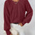Cable Knit Long Sleeve Sweater Deep Red