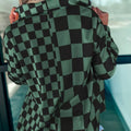 Checkered Pattern Button Up Oversized Jacket