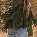 Cropped Fringe Faux Suede Jacket