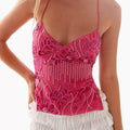 Embroidered Sequin Tie Back Cami