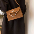 Solid Color Buckle Shoulder Bag