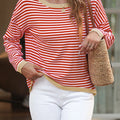 Striped Round Neck Drop Shoulder T-Shirt