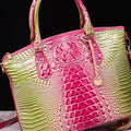 Gradient PU Leather Handbag Pink Green One Size