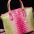Gradient PU Leather Handbag Pink Green One Size