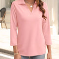 Johnny Collar Solid Color Top Dusty Pink