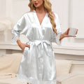 Tied Lace Detail Three-Quarter Sleeve Lounge Nightgown
