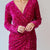 Sequin Surplice Long Sleeve Mini Dress Deep Rose