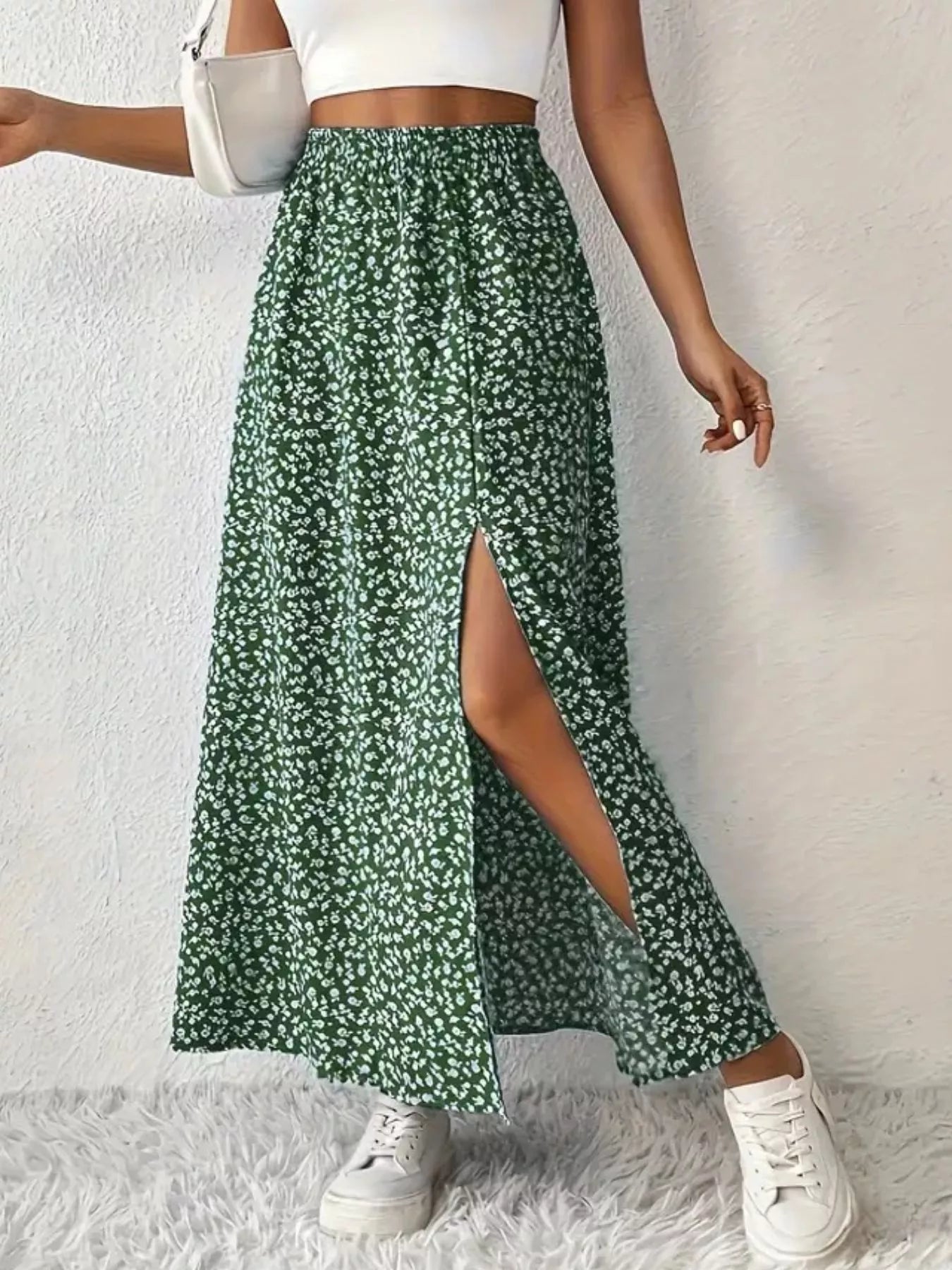 Slit Printed Skirt