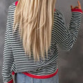 Striped Round Neck Drop Shoulder T-Shirt