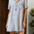 Pocketed Collared Neck Short Sleeve Denim Dress Light