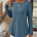 Plus Size Casual Waffle Knit Long Sleeve T-Shirt