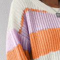 Striped Knit Round Neck Sweater