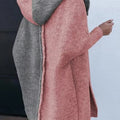 Two-Tone Open Front Knit Hooded Cardigan