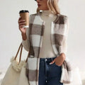 Cozy Plaid Sherpa Vest Coat