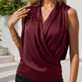 Ruched Surplice Sleeveless Top
