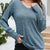 V-Neck Textured Knit Long Sleeve T-Shirt Blue