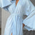 Tie Waist Kimono Sleeve Lounge Nightgown Light Blue