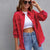 Distressed Drop Shoulder Denim Jacket Deep Red