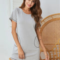 Round Neck Short Sleeve Lounge Dress Light Gray