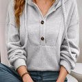 Button-Front Drawstring Hoodie
