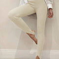 Ribbed Mid Waist Leggings Cream