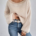 Striped Boat Neck Long Sleeve Sweater