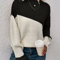 Color Block Ribbed Knit Sweater