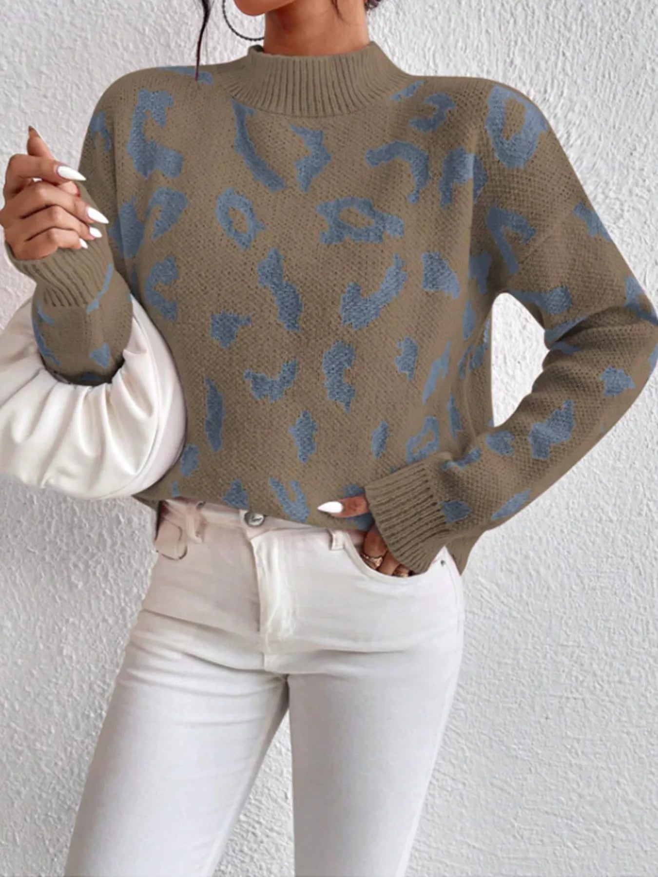 Leopard Mock Neck Sweater