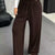 Full Size Drawstring Wide Leg Pants Plus Size Brown