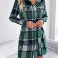 Plaid Button Front Tie Waist Shirt Dress