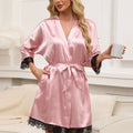 Tied Lace Detail Three-Quarter Sleeve Lounge Nightgown
