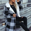 Plaid Open Front Coat with Pockets