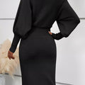 Lantern Sleeve Bodycon Sweater Dress