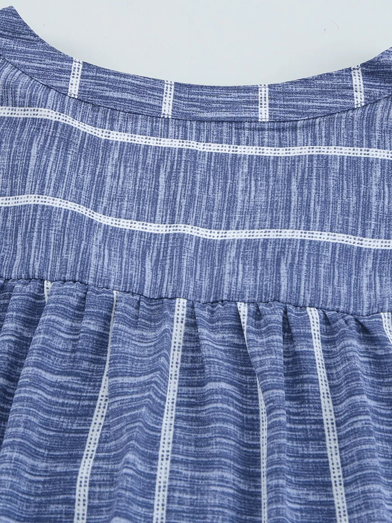 Striped Print V Neck Half Buttons Loose Blouse