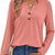 Casual Long Sleeve Button Detail T-Shirt Coral