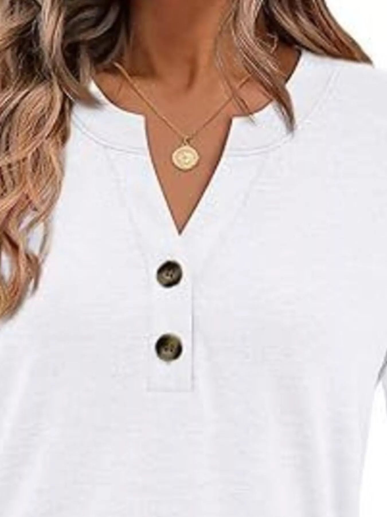 Casual Long Sleeve Button Detail T-Shirt